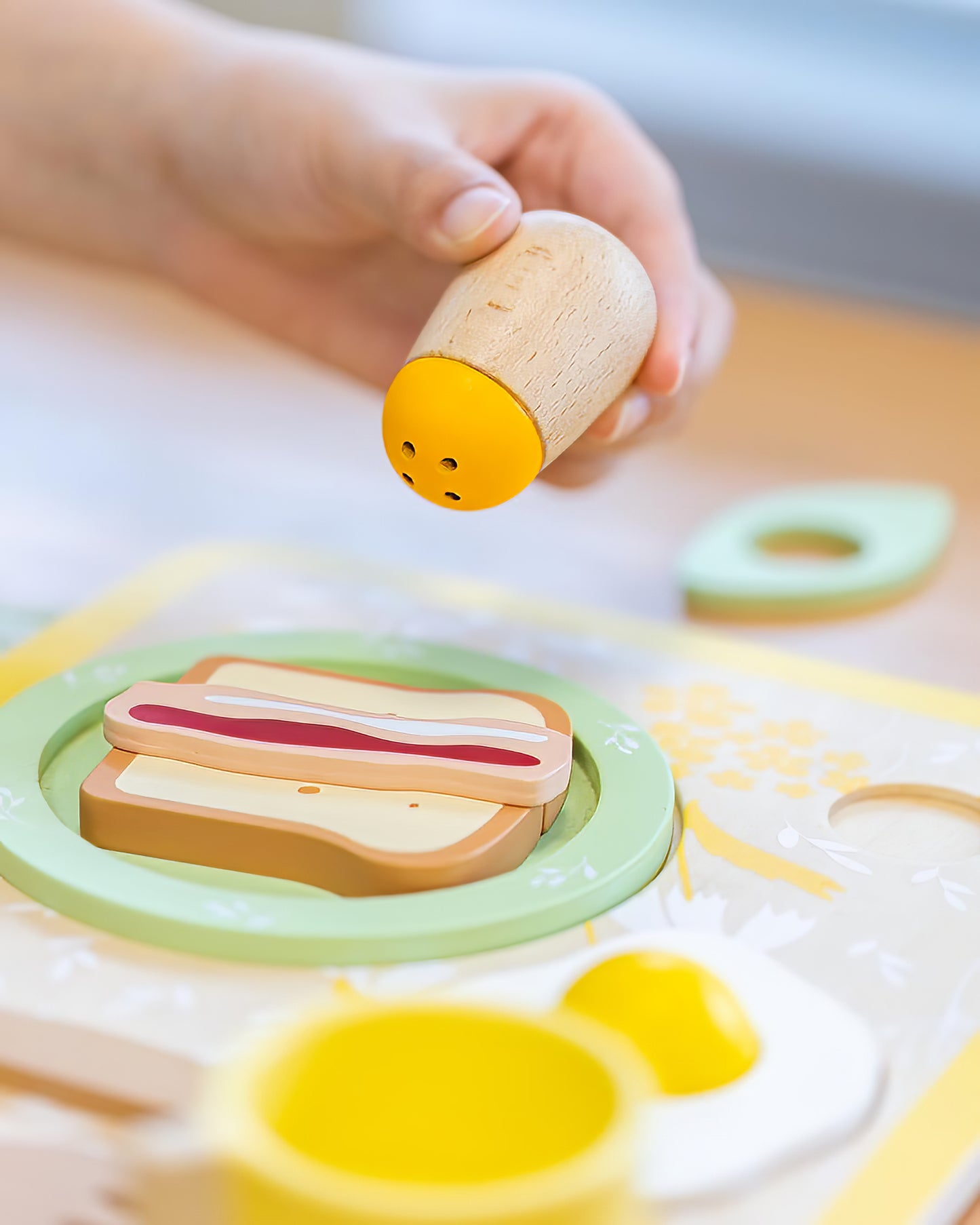 Ahşap Vintage Kahvaltı Seti - 13 Parça Oyuncak Mutfak Gereçleri