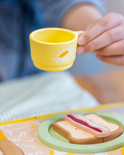 Ahşap Vintage Kahvaltı Seti - 13 Parça Oyuncak Mutfak Gereçleri