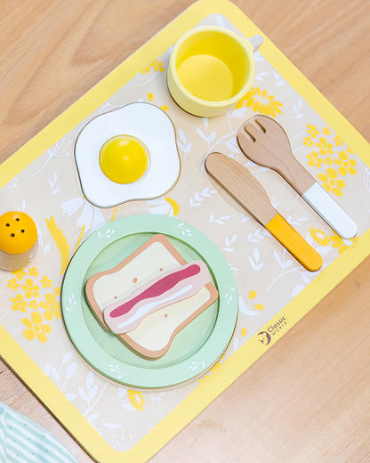 Ahşap Vintage Kahvaltı Seti - 13 Parça Oyuncak Mutfak Gereçleri