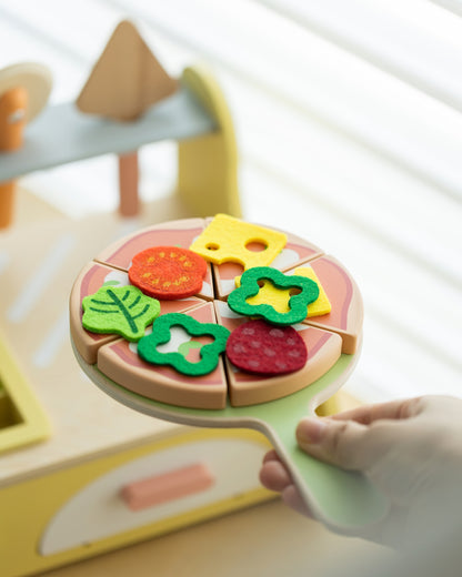 Ahşap Oyuncak Pizza Fırını ve Pişirme Seti (31 Parça)
