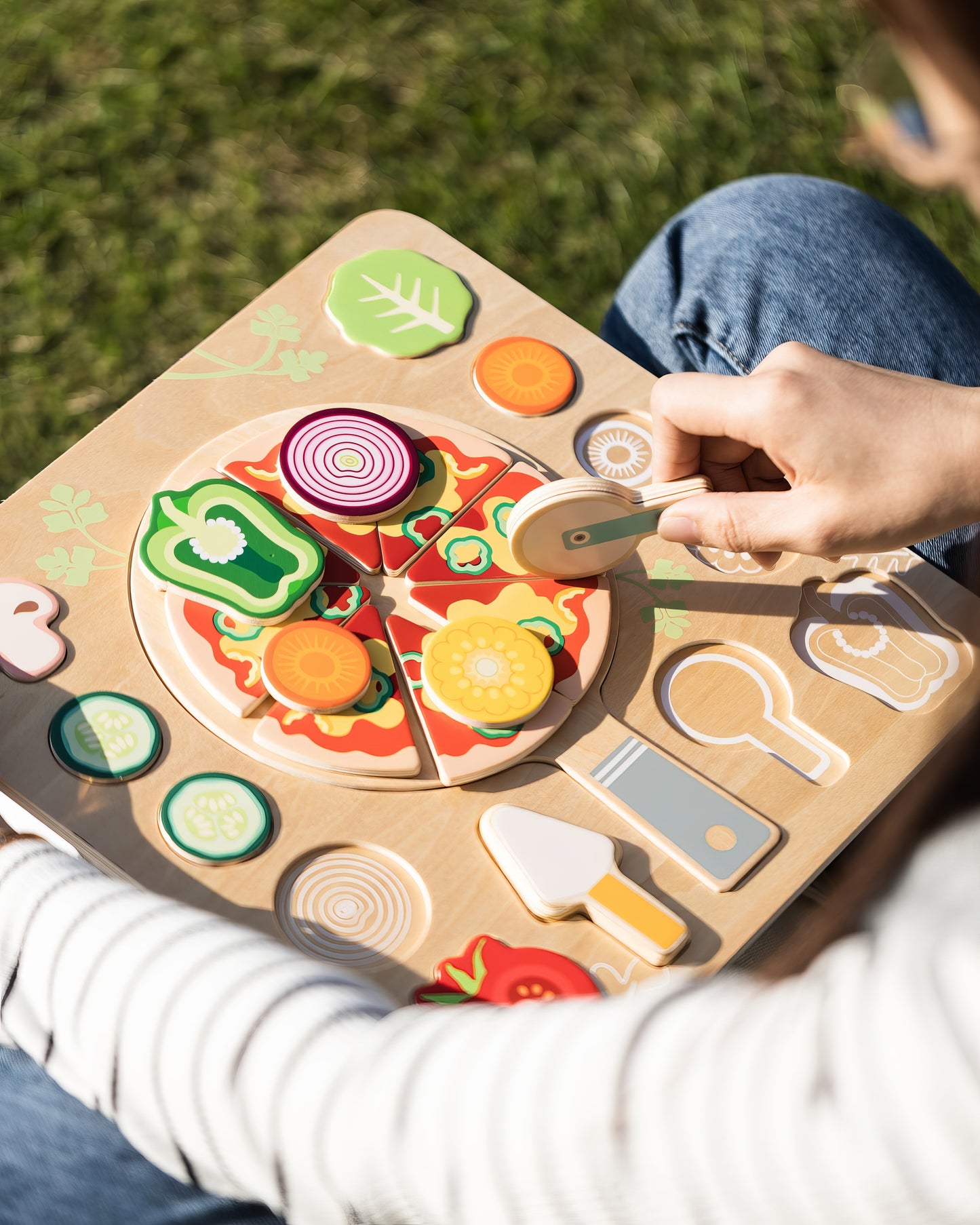 Ahşap Pizza Yapboz Seti - Şekil Eşleştirme ve Mutfak Oyunu (22 Parça