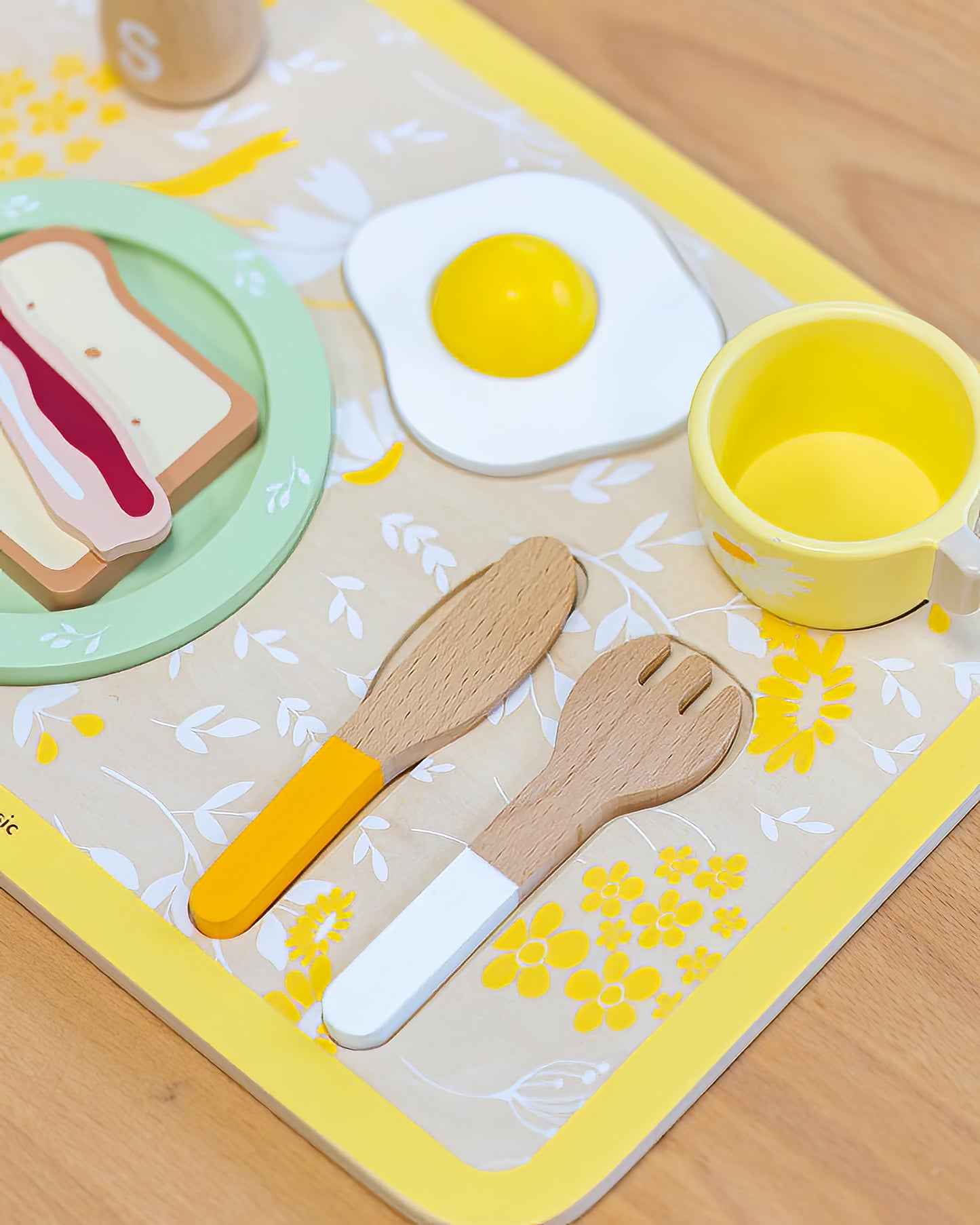 Ahşap Vintage Kahvaltı Seti - 13 Parça Oyuncak Mutfak Gereçleri