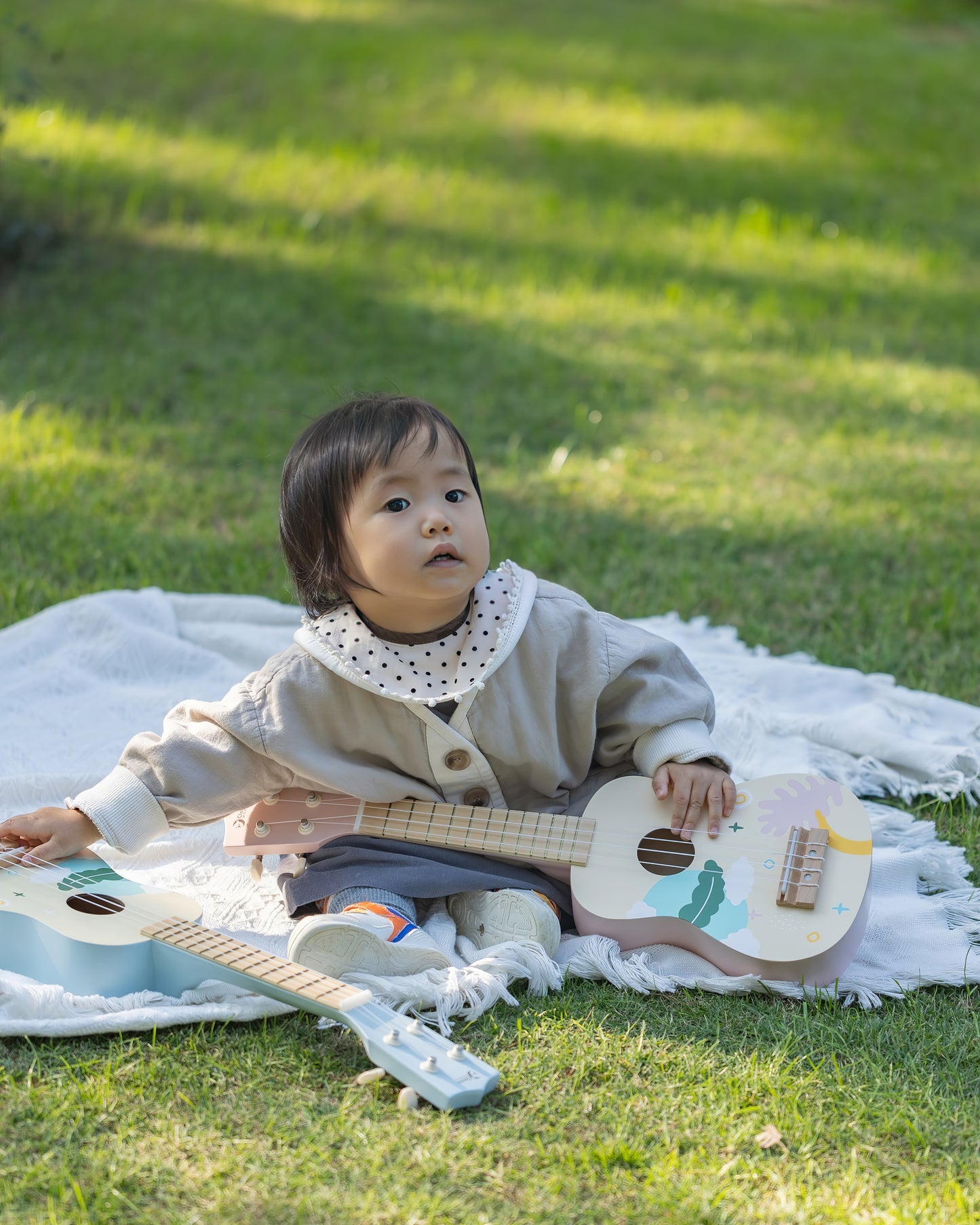 Ahşap Pembe Çocuk Gitarı Ukulelesi - Eğitici Oyuncak Müzik Aleti