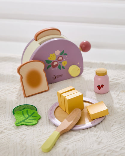 Eğitici Ahşap Tost Yapma Seti - Oyuncak Mutfak Aletleri (2 Yaş+)