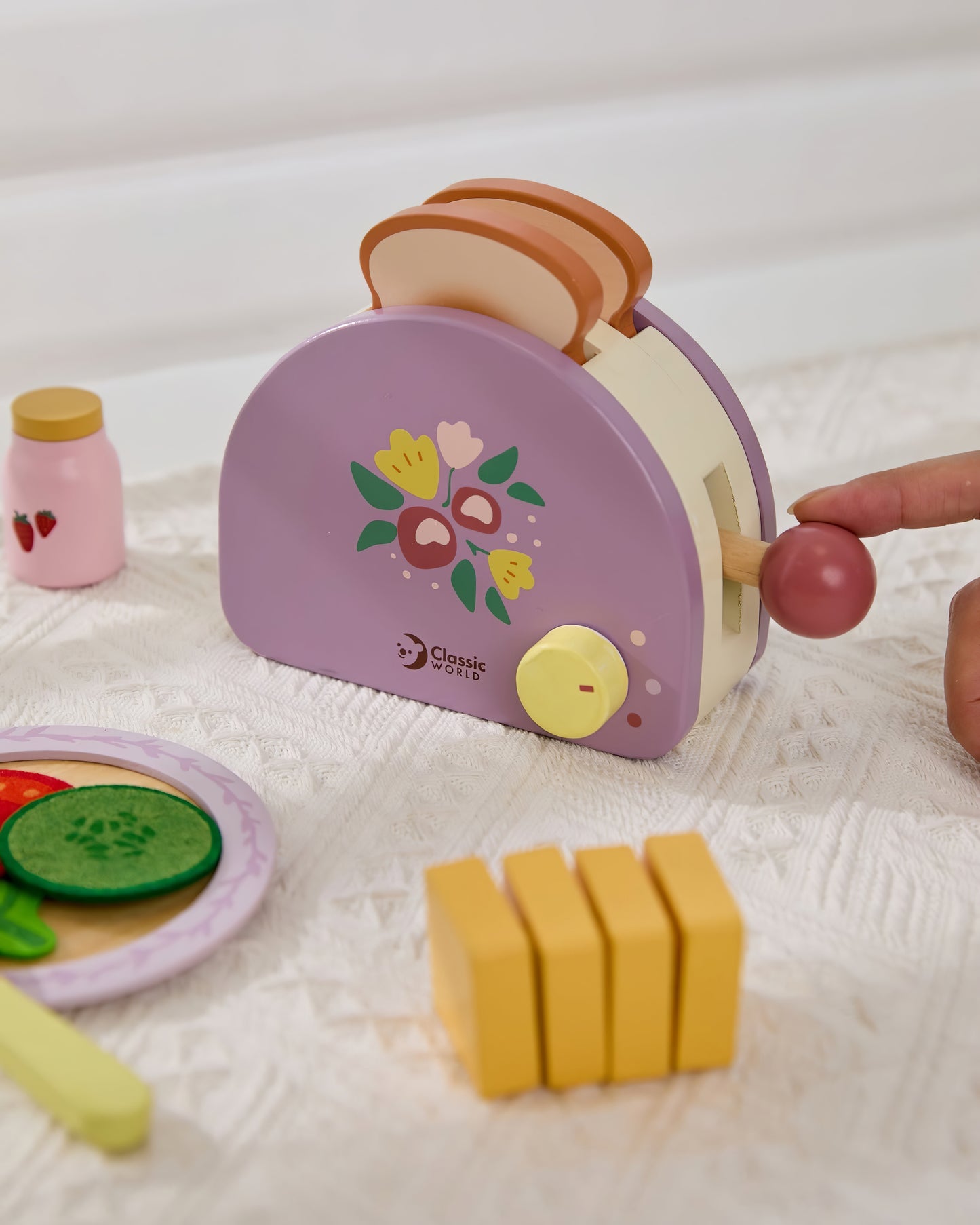 Eğitici Ahşap Tost Yapma Seti - Oyuncak Mutfak Aletleri (2 Yaş+)