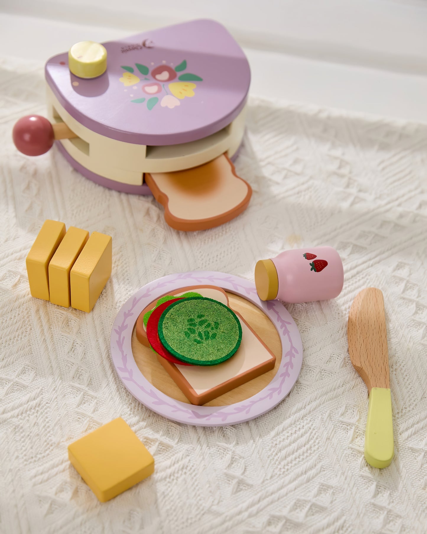 Eğitici Ahşap Tost Yapma Seti - Oyuncak Mutfak Aletleri (2 Yaş+)