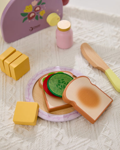 Eğitici Ahşap Tost Yapma Seti - Oyuncak Mutfak Aletleri (2 Yaş+)