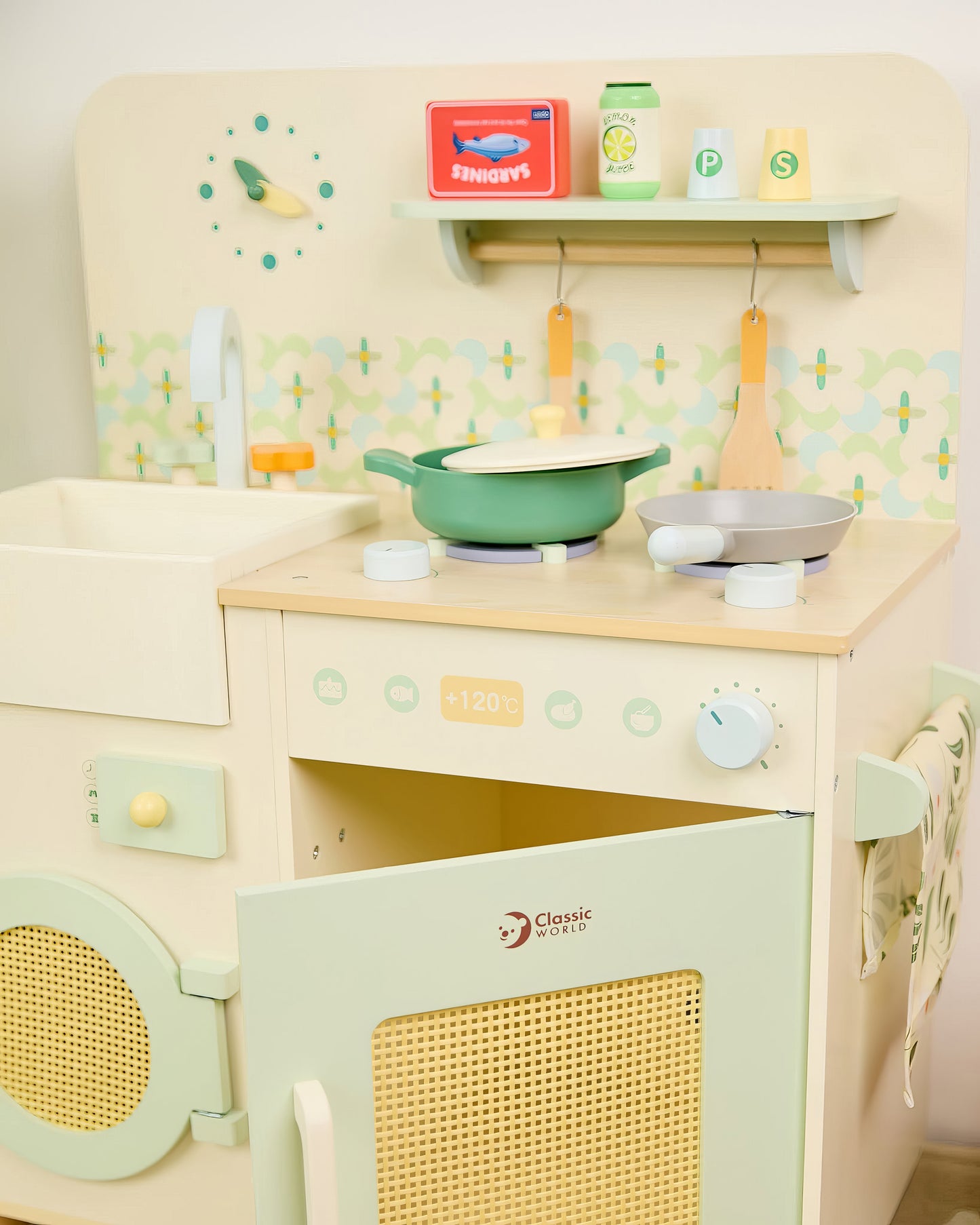 Ahşap Oyuncak Mutfak Seti - Aksesuarlı & Fırınlı (14 Parça)