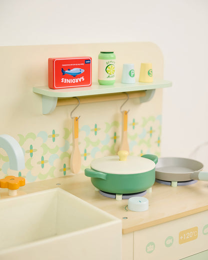 Ahşap Oyuncak Mutfak Seti - Aksesuarlı & Fırınlı (14 Parça)