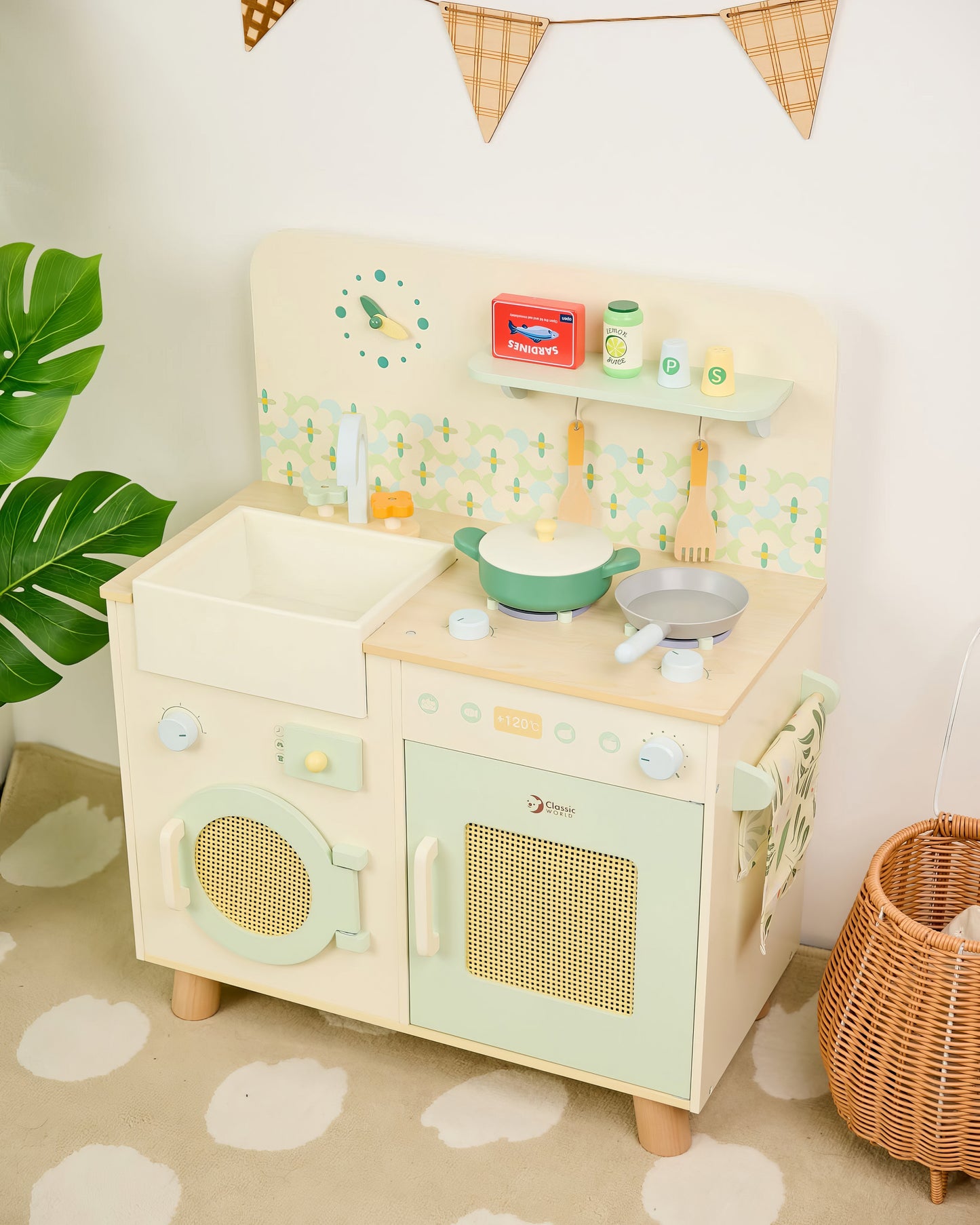 Ahşap Oyuncak Mutfak Seti - Aksesuarlı & Fırınlı (14 Parça)