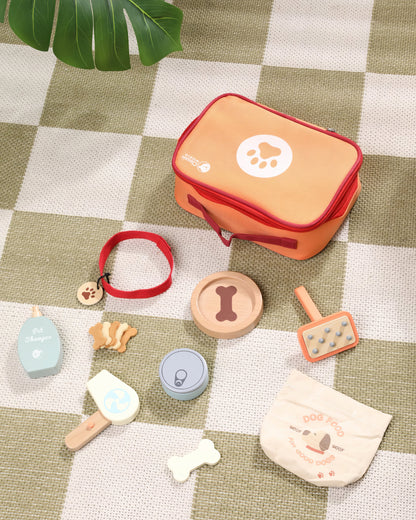 Ahşap Veteriner Seti ve Taşıma Çantası - Hayvan Bakım Oyunu (15 Parça)