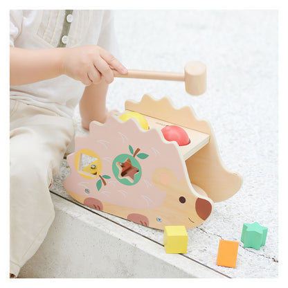 Ahşap Kirpi Aktivite Seti - Ksilofonlu & Çekiçli Bultak Oyuncak (3'ü 1 Arada)