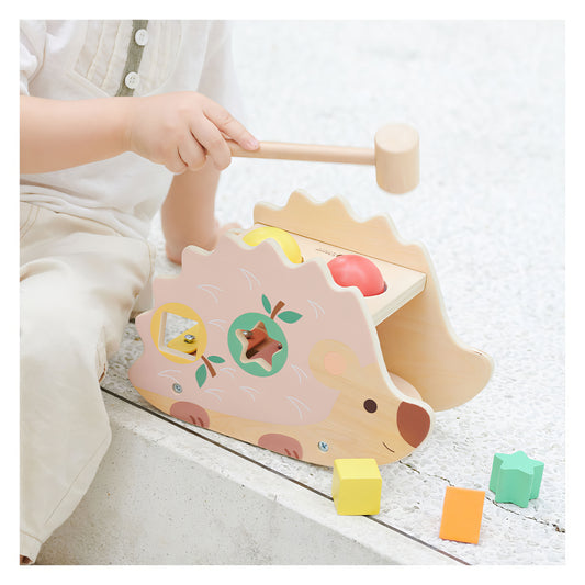 Ahşap Kirpi Aktivite Seti - Ksilofonlu & Çekiçli Bultak Oyuncak (3'ü 1 Arada)