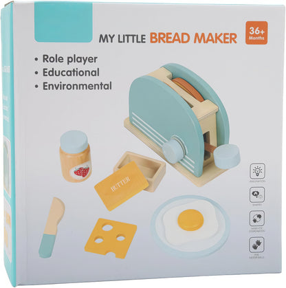 Montessori Ahşap Tost Makinesi Kahvaltı Seti – Eğitici Mutfak Oyuncağı
