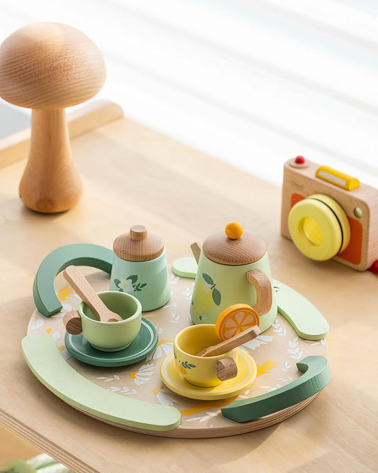14 Parçalı Ahşap Vintage Çay ve Sunum Seti