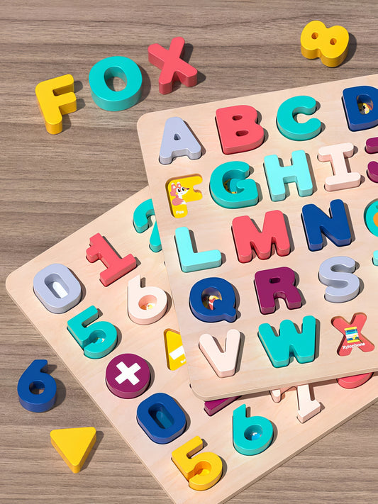 Okul Öncesi İçin Ahşap Harf & Rakam Eğitim Seti – Montessori Tarzı