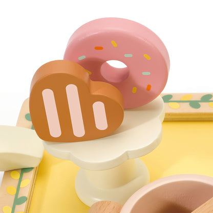 Ahşap Oyuncak Çay Seti - Tepsili & Pastalı Evcilik Oyunu (14 Parça)