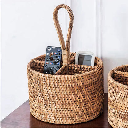 Rattan Yuvarlak Kaşıklık & Dekoratif Mutfak Tezgahı Düzenleyici
