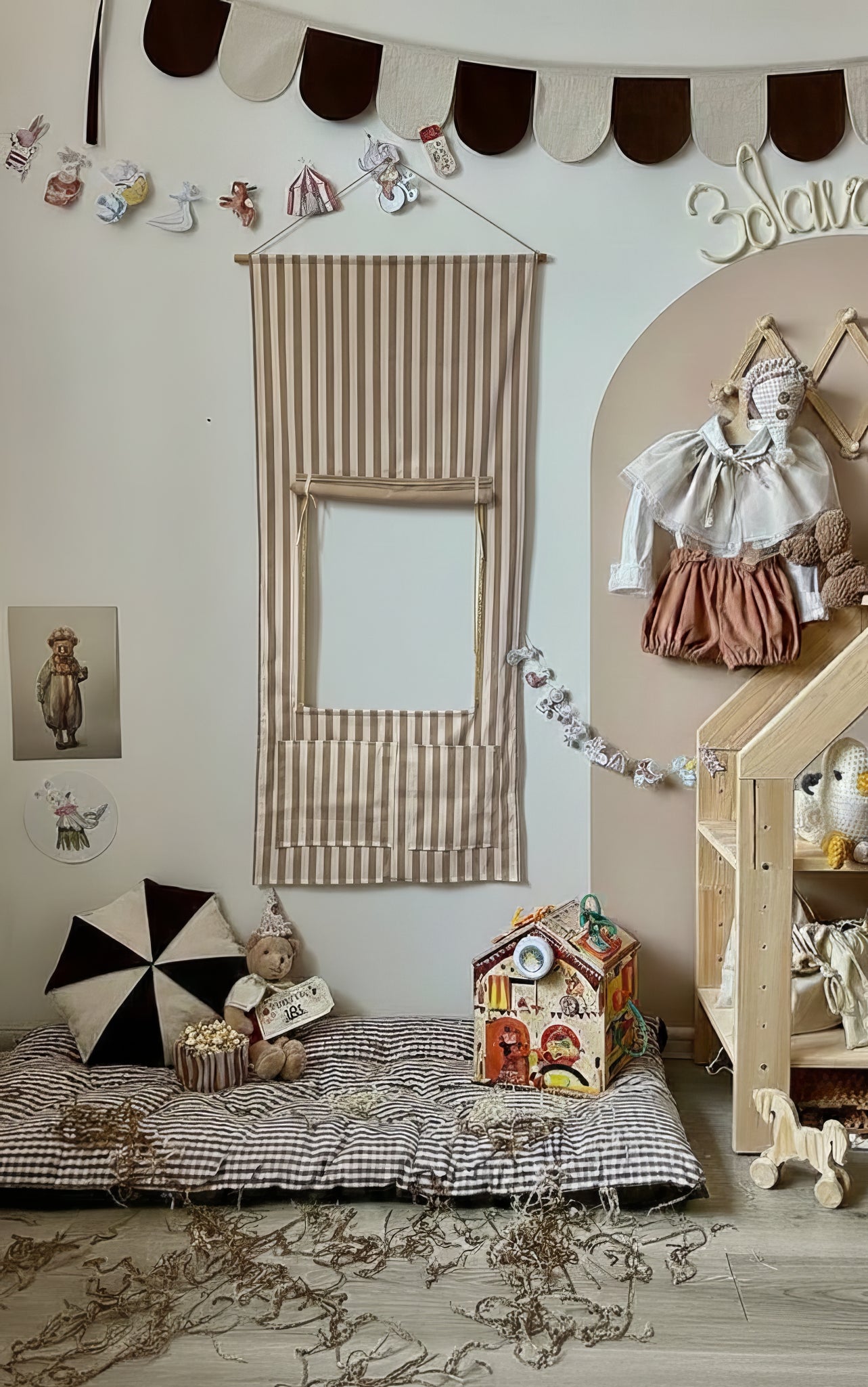 Kapı Eşiği Çocuk Kukla Tiyatrosu Çadırı  - Montessori Oyun Evi ve Çocuk Odası Dekoru (Kişiselleştirilebilir)