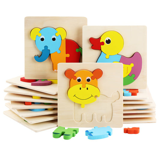 Montessori Ahşap 16’lı Eğitici Puzzle Seti – Hayvanlar, Taşıtlar ve Deniz Canlıları Yapboz Oyunu