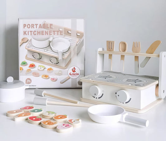 Montessori Ahşap Mini Pişirme / Barbekü Seti – Küçük Şefler İçin Eğlenceli Mutfak Oyunu