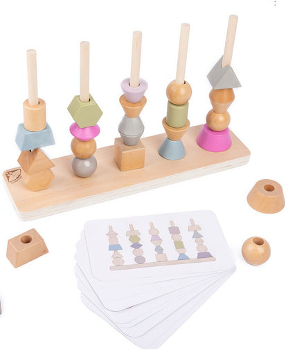 Montessori Ahşap Geometrik Şekil Eşleştirme – Renkli ve Eğitici Ahşap Blok Oyunu