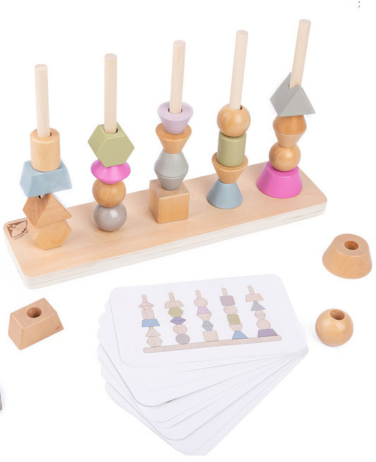 Montessori Ahşap Geometrik Şekil Eşleştirme – Renkli ve Eğitici Ahşap Blok Oyunu