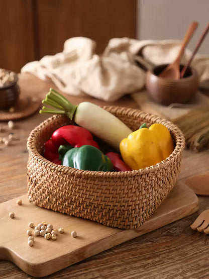 Rattan Elips Formlu Organizer & Dekoratif Mutfak, Banyo ve Makyaj Düzenleyici