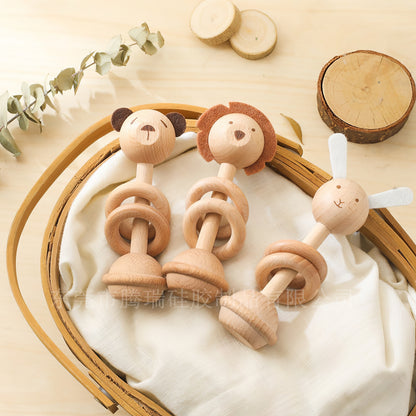 Montessori Ahşap Organik Bebek Çıngırağı – Doğal ve Güvenli İlk Oyuncak