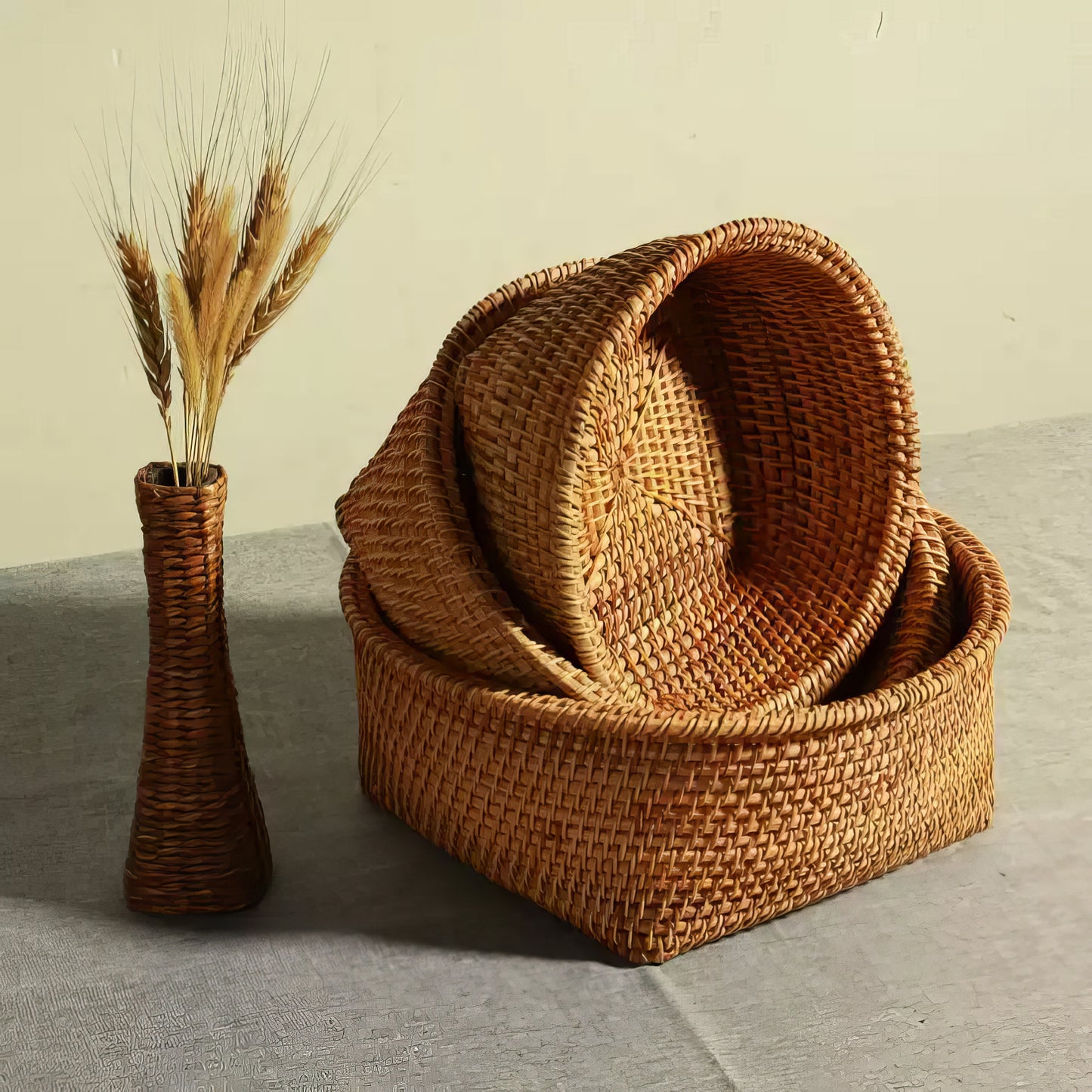 Rattan Elips Formlu Organizer & Dekoratif Mutfak, Banyo ve Makyaj Düzenleyici