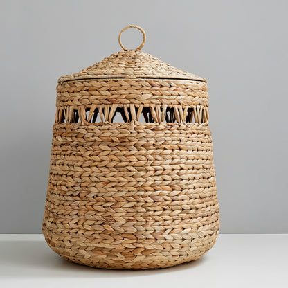 Yuvarlak Su Sümbülü & Rattan,Bambu Sepet Düzenleyici - Büyük Boy Çocuk Odası ve Ev Dekoru