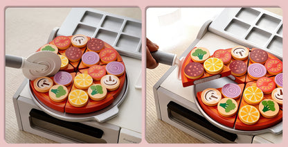 Montessori Ahşap Pizza Fırını Seti – Eğitici Fırın & Mutfak Oyunu