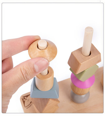 Montessori Ahşap Geometrik Şekil Eşleştirme – Renkli ve Eğitici Ahşap Blok Oyunu