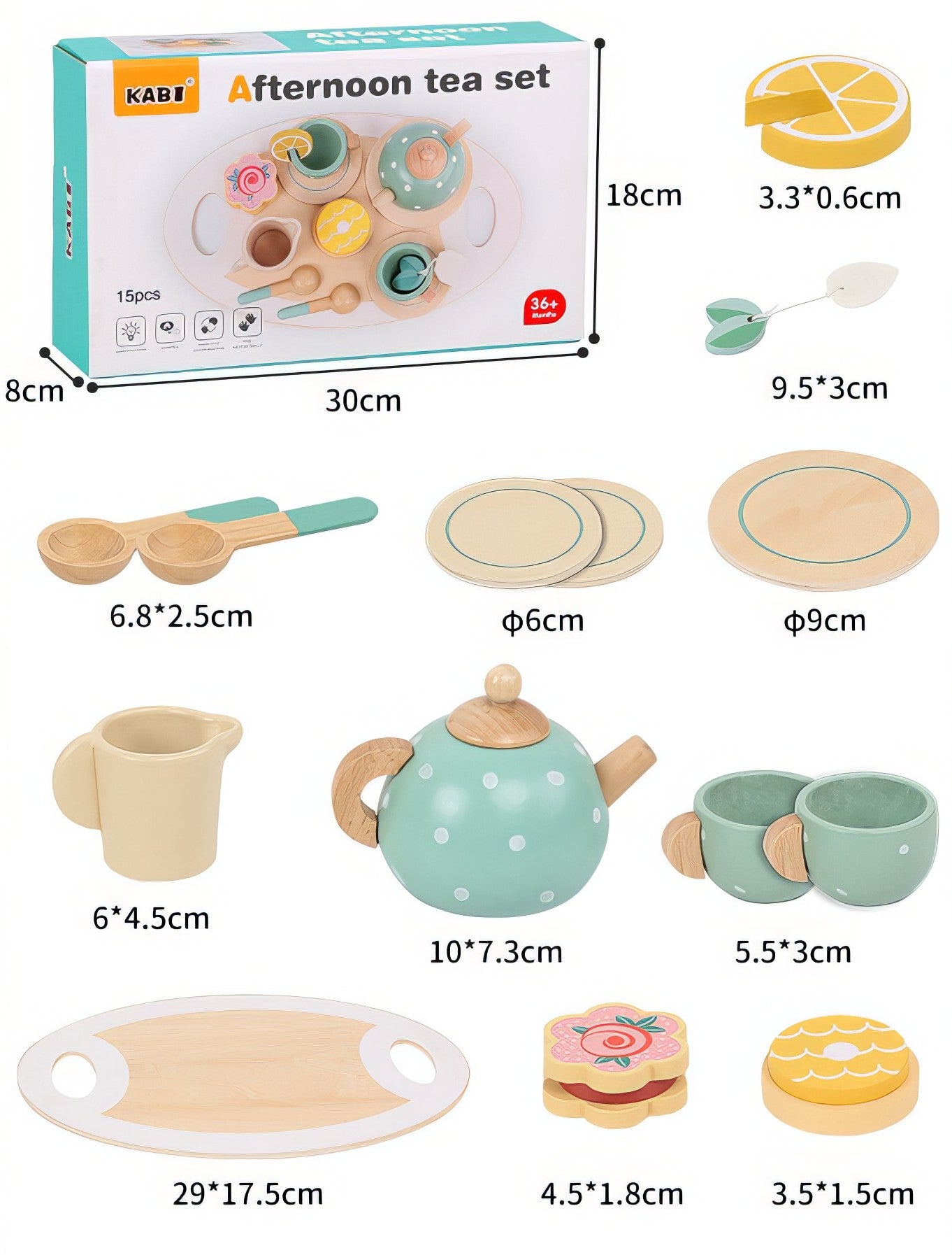 TÜRKİYEYE GÖNDERİMİ YOKTUR /Montessori Ahşap 5 Çayı Parti Seti – Eğitici Rol Oyunu