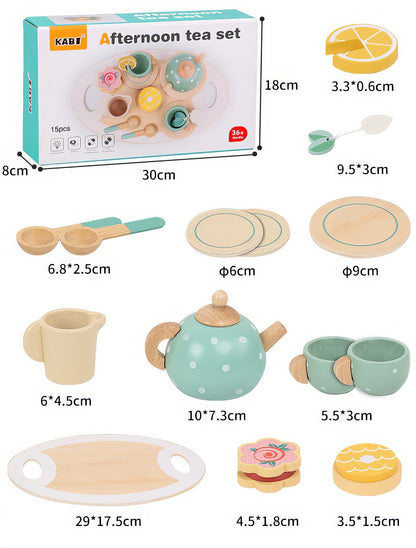 TÜRKİYEYE GÖNDERİMİ YOKTUR /Montessori Ahşap 5 Çayı Parti Seti – Eğitici Rol Oyunu