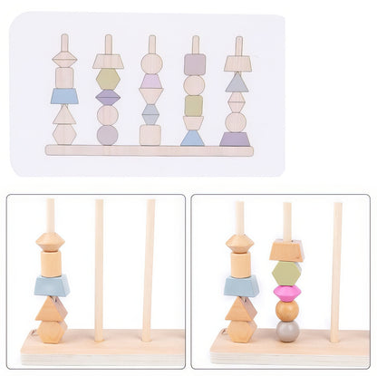 Montessori Ahşap Geometrik Şekil Eşleştirme – Renkli ve Eğitici Ahşap Blok Oyunu