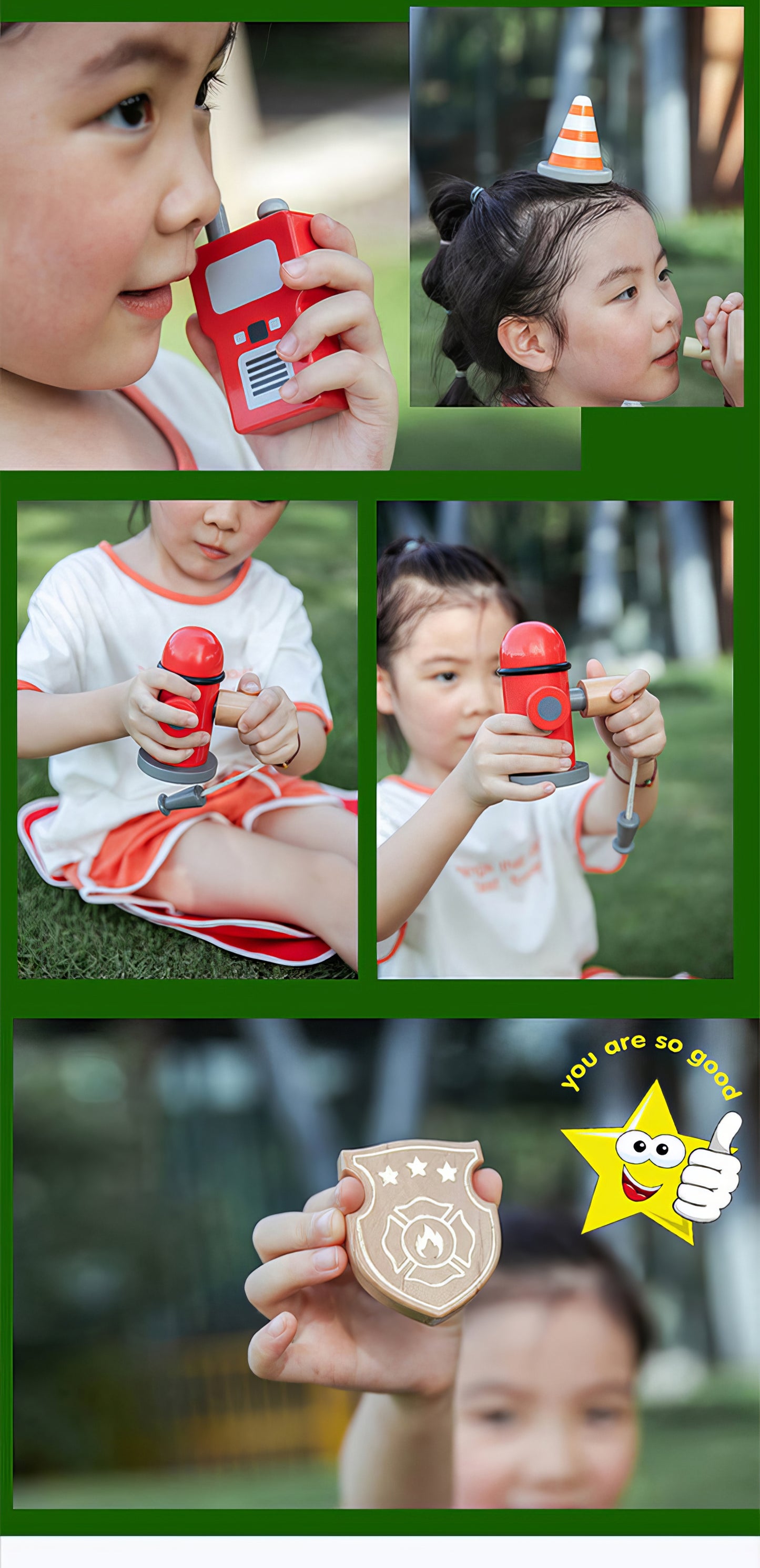 Montessori Ahşap İtfaiyeci Seti (Umu) – Minik Kahramanlar Göreve Hazır!