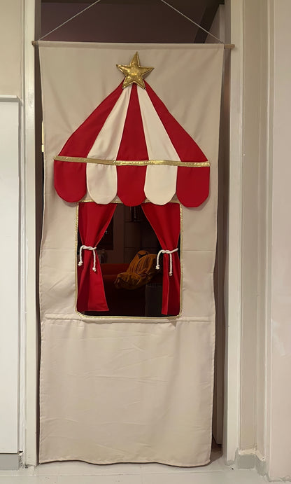 Sirk Temalı Çocuk Kapı Tiyatrosu, Katlanabilir Kumaş Oyun Evi, Hayali Oyun Oyuncağı, Montessori Oda Dekoru, Taşınabilir Tiyatro Sahnesi(Kişiselleştirilebilir)