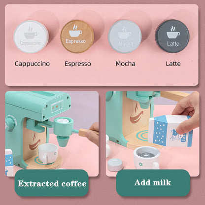 Montessori Ahşap Blender & Kahve Makinesi Seti – Minik Şefler İçin İkili Mutfak Eğlencesi