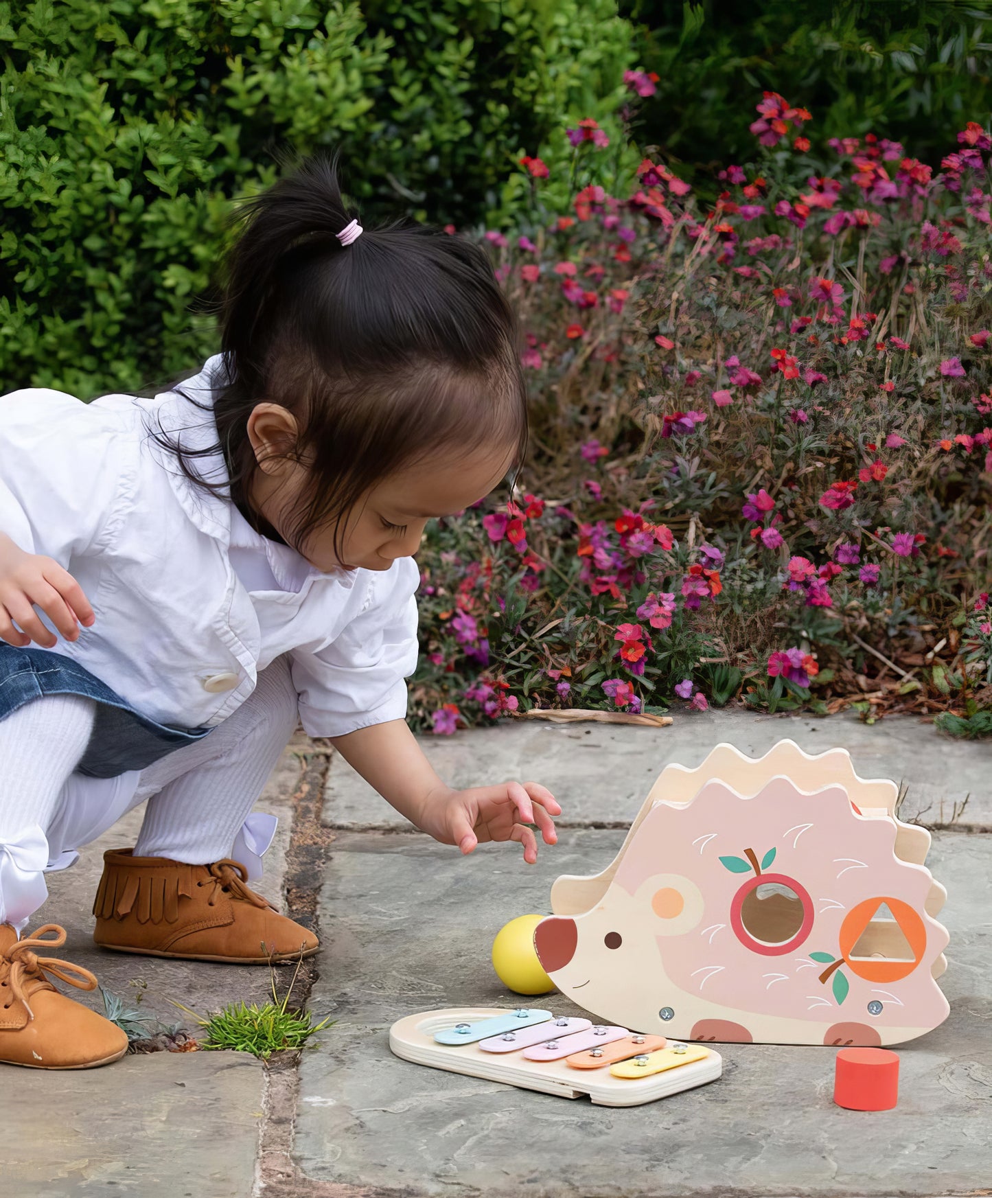 Ahşap Kirpi Aktivite Seti - Ksilofonlu & Çekiçli Bultak Oyuncak (3'ü 1 Arada)