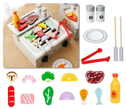 Montessori Ahşap Barbekü Seti – Eğlenceli Mutfak Macerası Çocukları Bekliyor!
