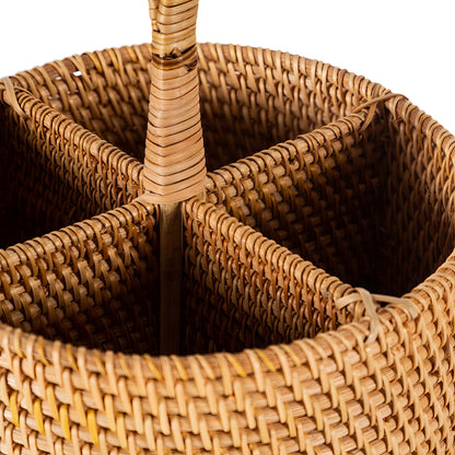 Rattan Yuvarlak Kaşıklık & Dekoratif Mutfak Tezgahı Düzenleyici