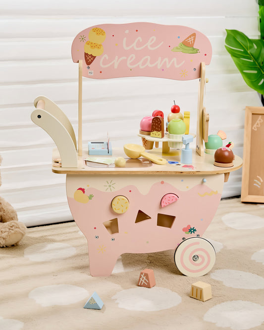 40 Parçalı Ahşap Dondurma Arabası ve Yürüme Arkadaşı