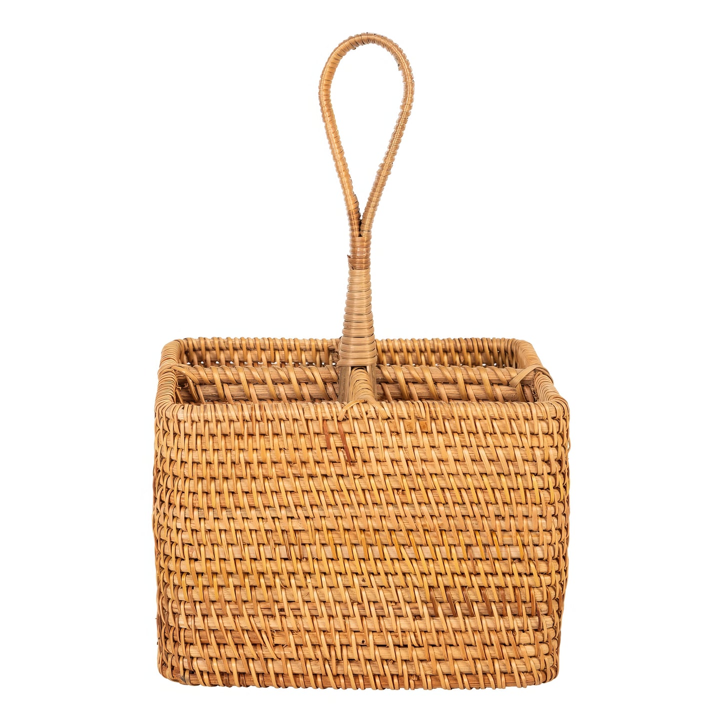 Rattan Kare Kaşıklık Organizer & Dekoratif Mutfak Gereçleri Düzenleyici