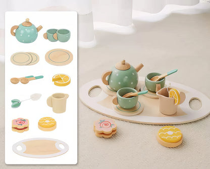 TÜRKİYEYE GÖNDERİMİ YOKTUR /Montessori Ahşap 5 Çayı Parti Seti – Eğitici Rol Oyunu