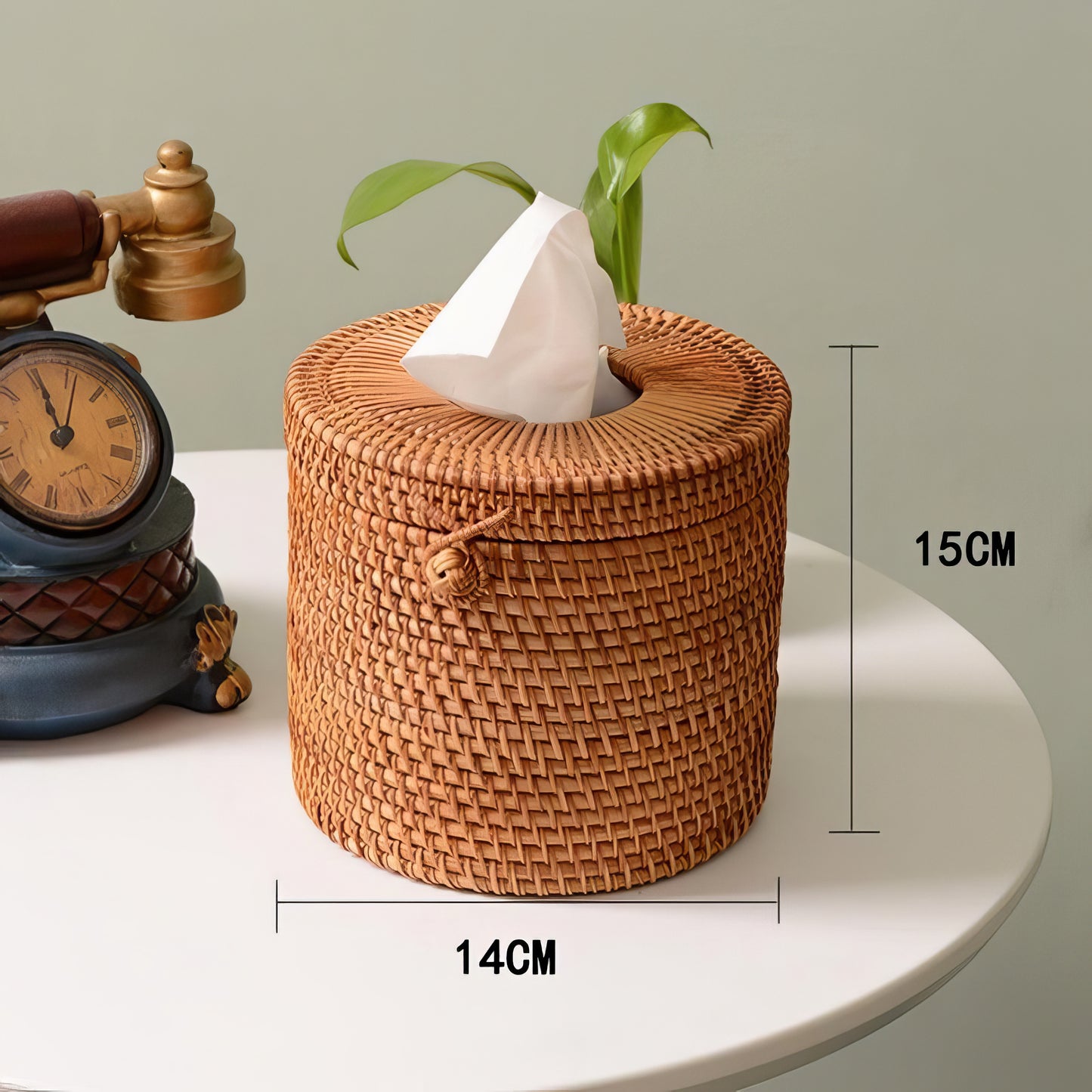 Rattan Yuvarlak Selpaklık & Dekoratif Kağıt Mendil ve Organizer Düzenleyici
