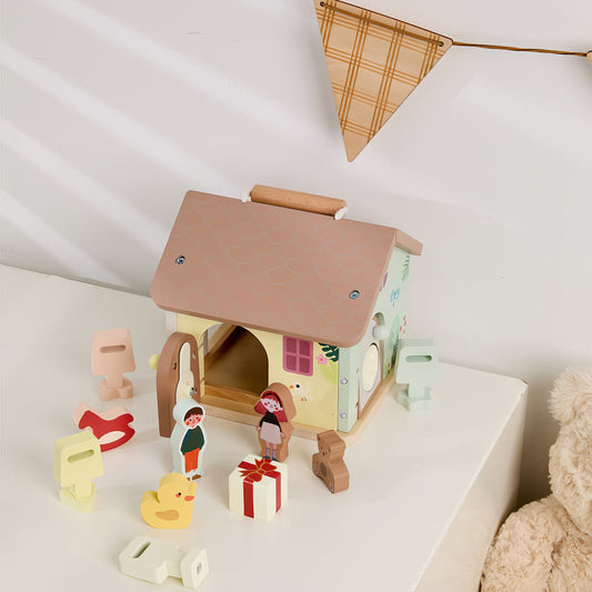 Montessori 11 Parçalı Kilitli Ahşap Keşif Evi Oyuncak