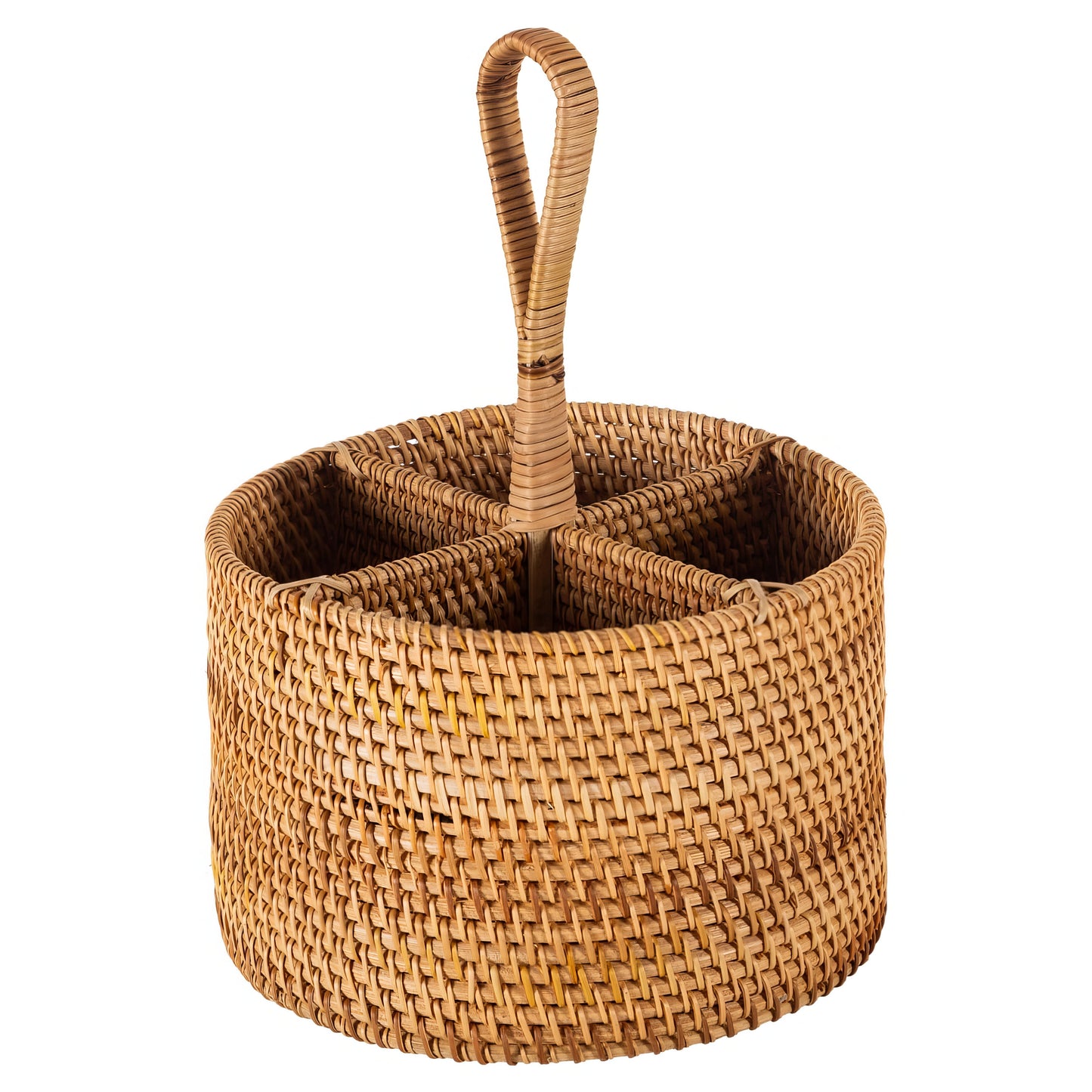 Rattan Yuvarlak Kaşıklık & Dekoratif Mutfak Tezgahı Düzenleyici