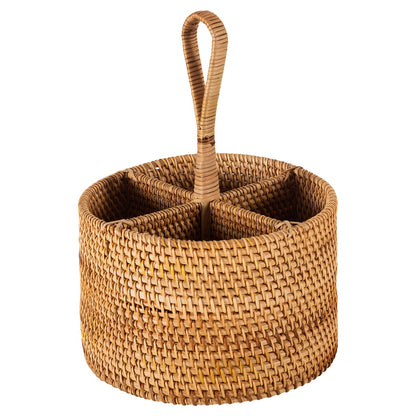 Rattan Yuvarlak Kaşıklık & Dekoratif Mutfak Tezgahı Düzenleyici
