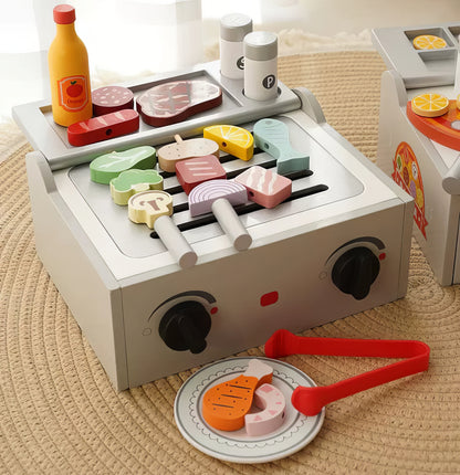 Montessori Ahşap Barbekü Seti – Eğlenceli Mutfak Macerası Çocukları Bekliyor!